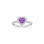 Amethyst Heart Silver Ring – ZILVARA